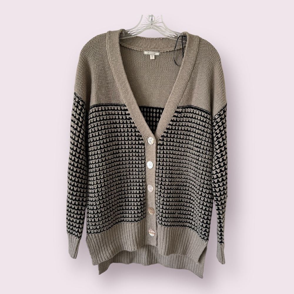 Pleione Nordstrom Brown Pearl Buttons Cardigan Sweater